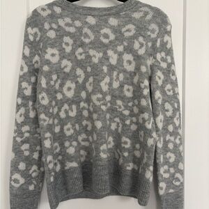Gray and White Leopard Print Sweater